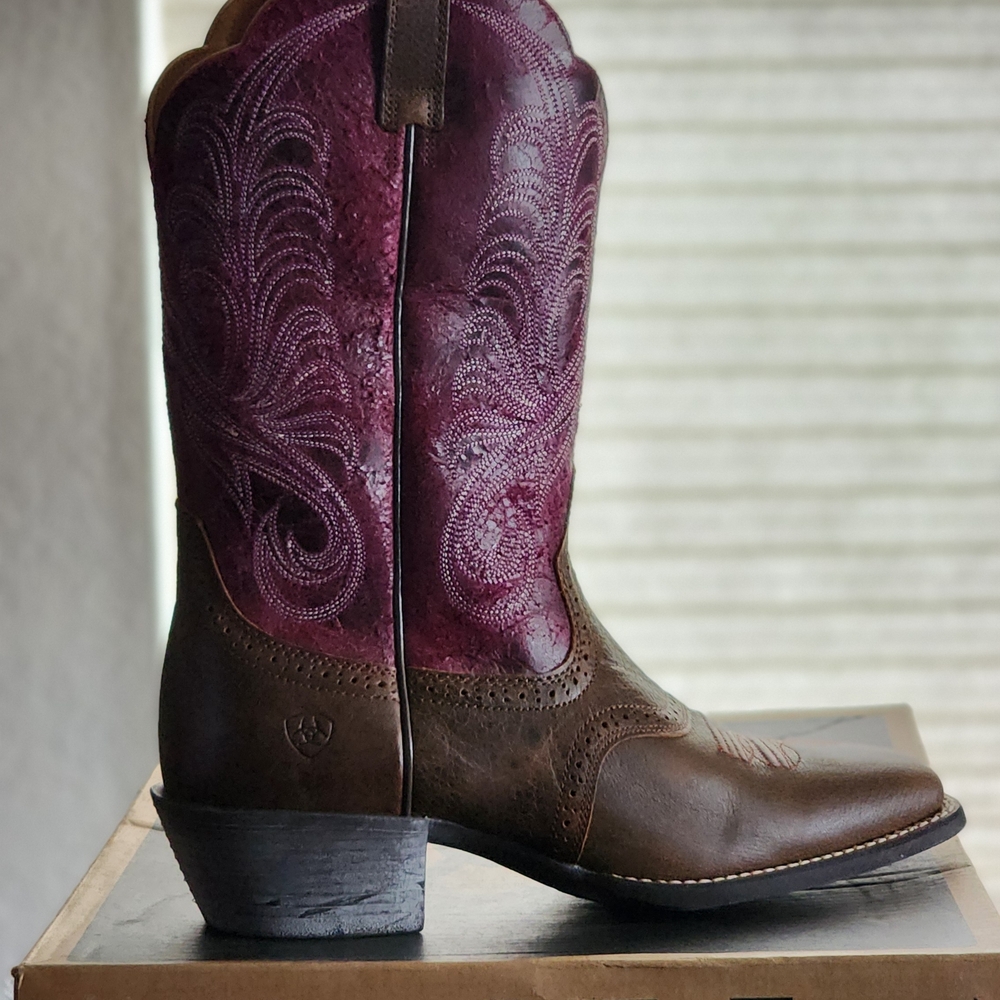 Ariat Women's Leather Heeled Boots - Brown and Purple